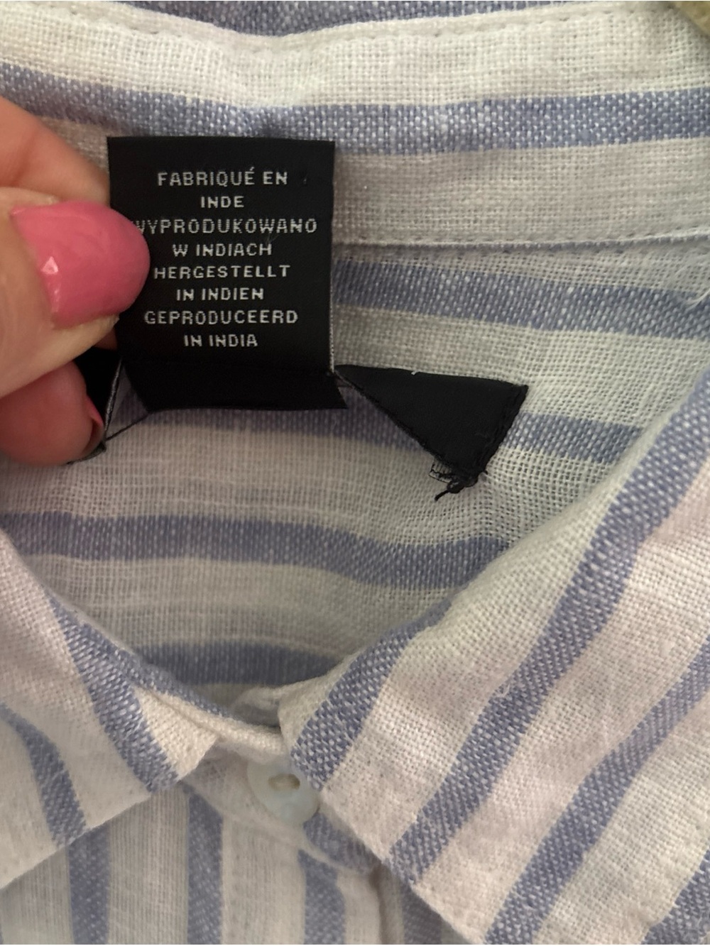Tahari L Light Blue/White Striped 100% Linen L/S Button Up Shirt Coastal Beachy - Picture 4 of 12
